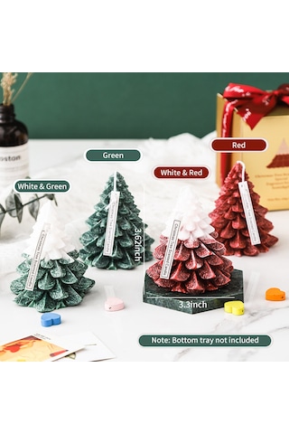 Noel Ağacı Mumlar Kule Şekilli Mumlar Noel Partisi Beyaz Yeşil