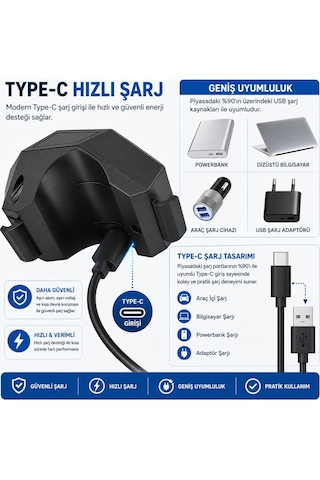Luve Store 120 Db Usb Type-c Şarjlı Bisiklet Kornası Elektrikli Zil Hareket Sensörlü Alarm Scooter Uyumlu Siyah - Kırmızı