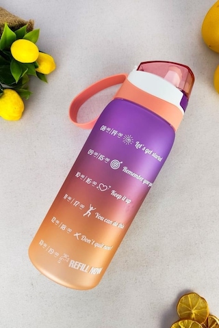 Digithome 1 L Çift Renk Ölçü Baskılı Motivasyon Sağlıklı Plastik Su Şişesi Yavruağzı 161646-162 C1-1-139