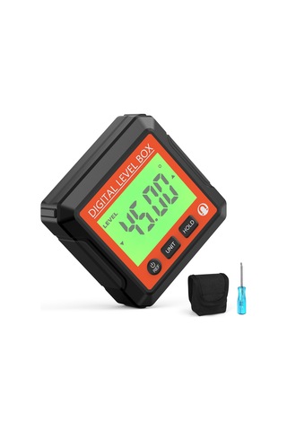 Honmex Dijital İklinometre - Lcd Arka Işık, Manyetik Taban, Açı-eğim Dönüşümü, Veri Kilidi, 4x90 Ölçüm Aracı Kırmızı Ve Kırmızı