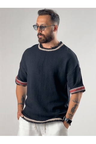 Cocopelli Kol Detaylı Tasarım Siyah Buldan Erkek T-shirt Coc3291
