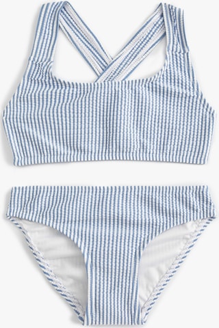 Koton Çizgili Bikini Takımı Çapraz Askılı Mavi Çizgili 4skg00004mm Mavi
