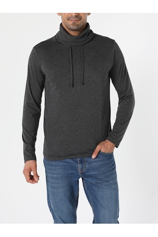 Colin's Regular Fit Yarim Balikci Erkek Antra Melanj Uzun Kol Tişört CL1036982_q1.v1_ANM