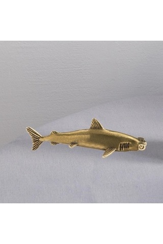 Lijinxu Pirinç Köpekbalığı Heykeli Çay Evi Masa Üstü Yemek 5.9cmx1.6cm