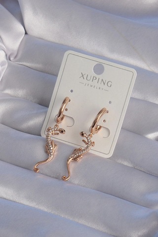 Xuping Rose Renk Zirkon Taşlı Kertenkele Model Halka Küpe 5886 Çok Renkli
