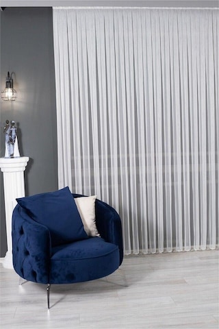 Kırık Beyaz Düz Tül Perde Zincir Çizgili Sık Pile 1'e 3 Pile-kırık Beyaz Kırık Beyaz