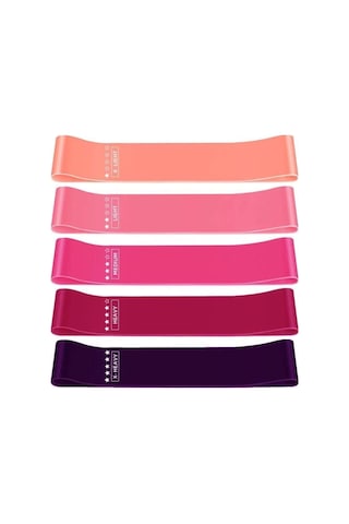 Tr Aerobik Band Pilates Plates Yoga Fitness Squat Çalışma Lastiği Latex Egzersiz Pembe Tek Ebat, Set5liren Diğer