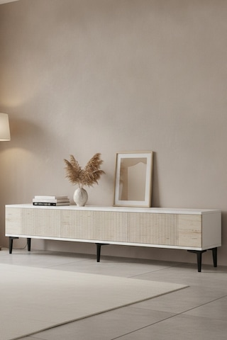 Tsa1803bt Corsa Tv Sehpası Beyaz-traverten 180cm Beyaz - Traverten