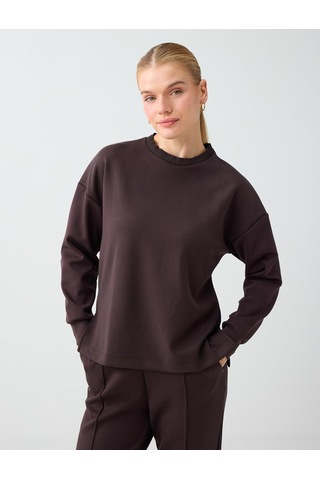 Jimmy Key Acı Kahve Rahat Kesim Bisiklet Yaka Modal Sweatshirt 6ww238605803 Kahverengi