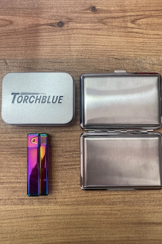 Ciyu Ticaret Torchblue Metal Çakmak ve Sigara Kutusu
