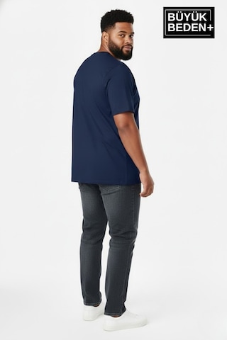 Superlife Erkek Büyük Beden Willamsburg Brooklyn Baskılı 3xl-6xl Bisiklet Yaka Tshırt Spr26bts510-16 Lacivert