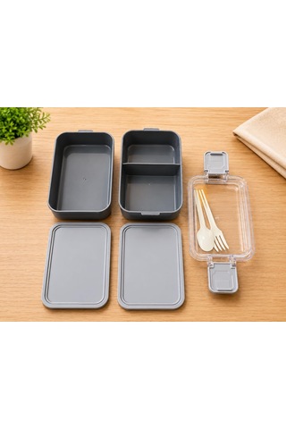 Lexroo Dordoi Astrallife 2 Katlı Beslenme Kabı 850 Ml + 500 Ml Bölmeli Lunch Box Çatal Kaşık Seti Çok Renkli