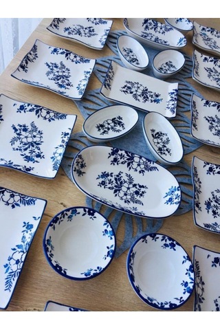 Yasmin Desen 12 Kişilik Kahvaltı Takımı Mavi