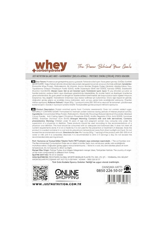 Just Nutrition Whey Protein Tozu + Karbonhidrat 900 Gr 18 Servis Çikolata + Shaker + Protein Kahve Hediyeli çikolata