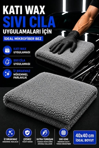 3'lü Mikrofiber Oto Cila Ve Parlatma Bezi 40x40 Cm 300 Kalite Lazer Kesim Ultra Soft Dikişsiz/kenarsız