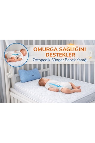 Tam Ortopedik Sünger Yatak 12 Cm Tek Kişilik Bebek Yatak Model:beyaz3131 70 x 110 CM