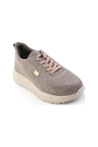 Bambi Vizon Süet Hakiki Deri Kadın Sneaker K01753000402