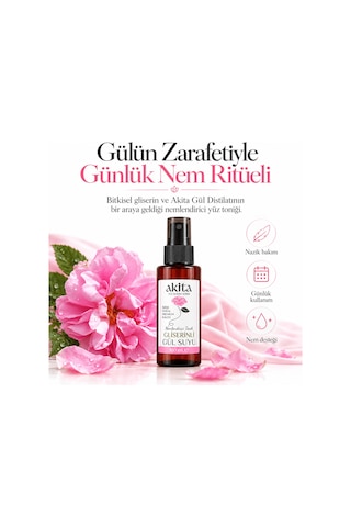 Akita Doğal Gliserinli Cam Şişe Gül Suyu 100 ML
