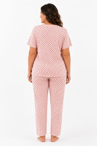 Pemilo Kadın Büyük Beden 7918 Kısa Kol Bambu Pijama Takımı Pembe