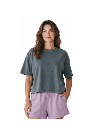 Sportive Sara Kadın Gri Günlük Stil T-shirt 26yk0026-kgrı