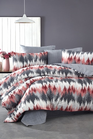 BonjardinHome Doğal Pamuk Pine Çift Kişilik Nevresim Takımı Gri