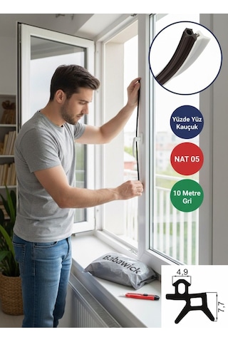 Saf Kauçuk Nat-05 Kapı Pencere Fitili 10 Metre Gri Tamirat Contası Kaliteli Ve Uzun Ömürlü Diğer