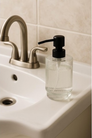 Cam Şeffaf Sıvı Sabunluk 200 Ml Banyo Lavabo Düz Renkli