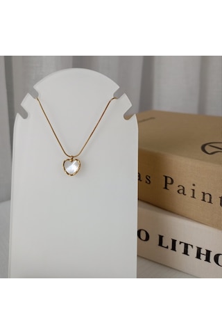 Lente Aksesuar Çelik Sedefli Minimal Kalp Kolye Gold