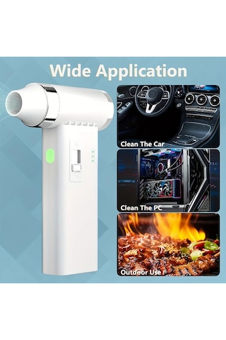 Honeybeeshop Beyaz Elektrikli Hava Ufleyici 110000rpm Super Guc Kablosuz 0 100 Hiz Ayarli Jet Fan Hizli Sarj Bilgisayar Klavye Ev Arac Toz Ufleyici