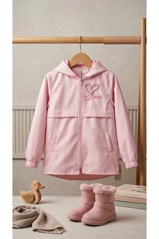 Emila Kids Kız Çocuk Pembe Kapüşonlu Yağmurluk/mont