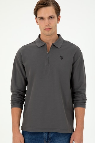 U.S. Polo Assn. Erkek Comfort Fit Yarım Fermuarlı Antrasit Sweatshirt 50293413-VR006