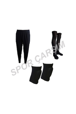 Ünal Spor Kaleci Pantolonu,Dizlik,Lüks Çorap Set Siyah