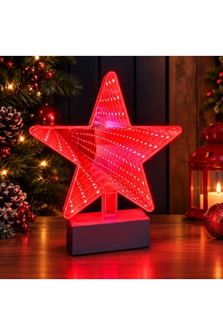 Yılbaşına Özel Kırmızı Yıldız Led Işık 3d Star Led Light Tunnel Lamp Yılbaşı Işıkları Noel Işıkları Diğer
