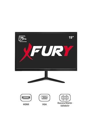 Fury 19" Geniş Ekran 75 Hz 5ms Vga,hdmı Led Monitör