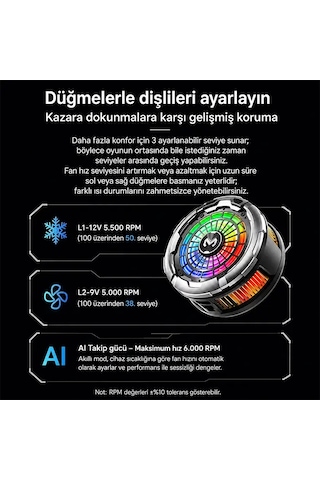 Memo Cx26 Ultra 30w Manyetik Telefon Soğutucu Rgb Magsafe Mobil Oyun Soğutucusu Yapay Zeka Destekli- 5775