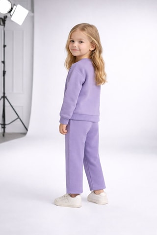 Lumino Kız Çocuk Taşlı Fiyonk Takım Lila Sweat & Pantolon 3-8 Yaş Lila