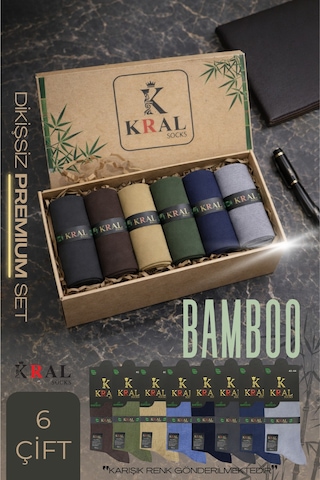 Kral Socks Kutulu 6 Çift Bambu Uzun Soket Yazlık Dikişsiz Parfümlü Çorap Çok Renkli