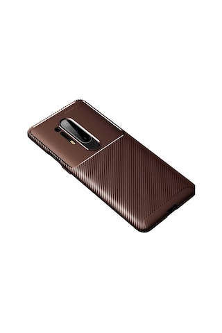 Kilifone - One Plus 8 Pro Uyumlu Kılıf Parmak İzi Tutmayan Karbon Negro Silikon Kapak - Kahverengi - T16127