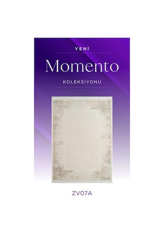 Royal Halı Momento Zv07a Krem Vizon Akrilik Yumuşak Dokulu Retro Motifli Halı