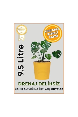 Hüskon Ticaret Sarı Deranjli 9.5 Litre Dekoratif Bitki Saksısı- Iç-dış Mekan Bitkileri Için Uygun Saksı