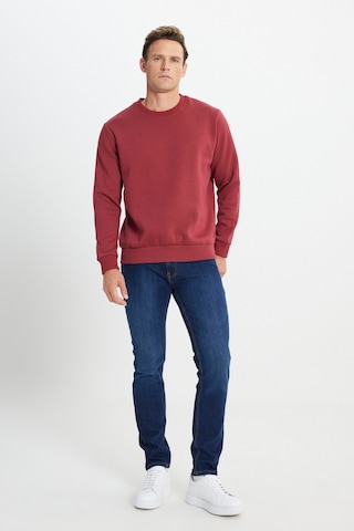 AC&Co / Altınyıldız Classics Erkek Bordo Standart Fit Normal Kesim İçi Polarlı Bisiklet Yaka Sweatshirt Bordo