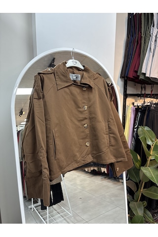Nirva Butik Kadın Kısa Düğmeli Trenç Taba