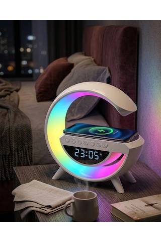 Plentiful Plentifulrgb Işıklı Kablosuz Şarjlı Bluetooth Hoparlör Saat Ve Alarm Özellikli