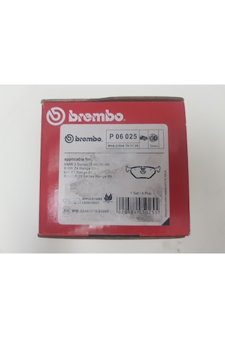 Bmw Arka Fren Balata Takımı P06025 E36 E46 34216778168 Brembo