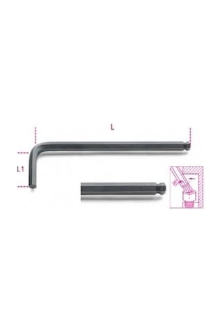 Beta 96bp/as 3/32" Yuvarlak Bombe Top Başlı Uzun Allen Anahtar Inch