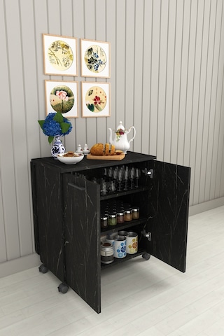 Asra Trend Mutfak Adası Yemek Masası MA-01 %100 MDF Çok Amaçlı Tekerlekli Hazırlık Masası Royal Mermer