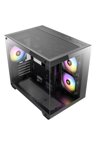 Antec Cx600m Rgb Mini Tower Oyuncu Kasası - 270 Panoramik Temperli Cam - 3x120mm Argb Fan - Micro-atx / Itx - Usb Type-c - Çift Bölmeli Tasarım - Dikey Hava Akışı