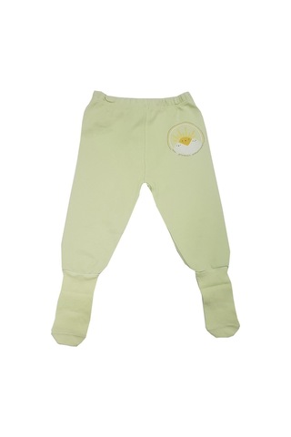 Feyzamavm Unisex Organik Kız-Erkek Bebek Çocuk Yeşil Kendinden Çoraplı Tek