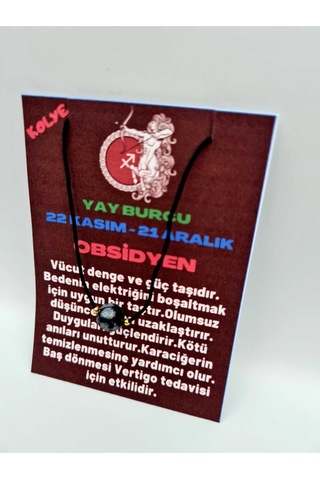 Sertifikalı Yay Burcu Obsidyen Taşı Doğal Taş Kolye Çok REnkli