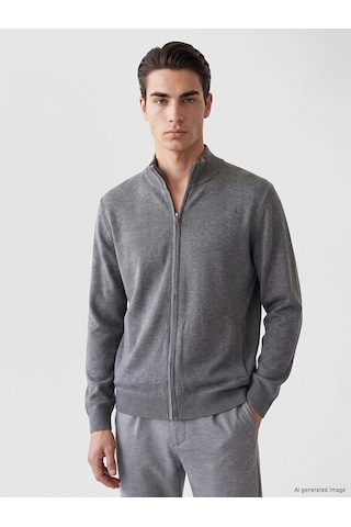 Lcwaıkıkı Classic Gri Regular Fit Dik Yaka Erkek Triko Hırka